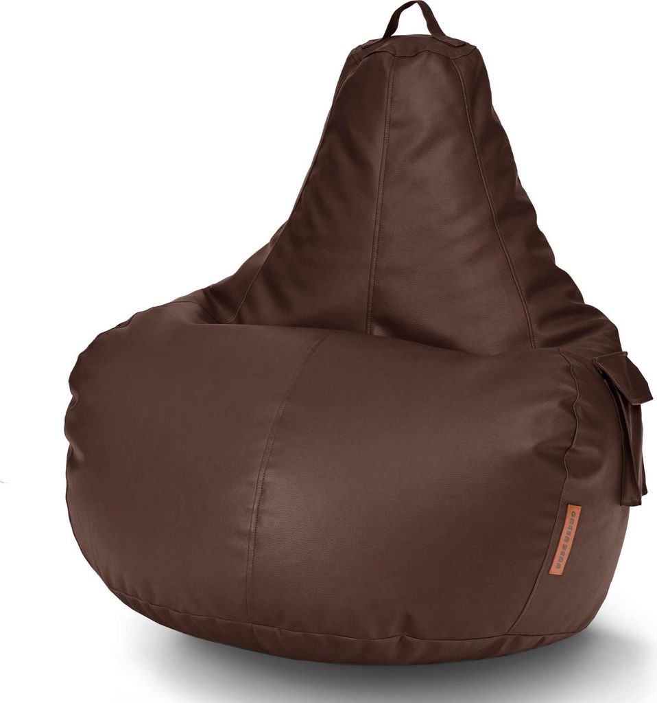 Green Bean Sitzsack aus Kunstleder mit EPS Perlen Füllung - 90 x 80 x 70 cm - Bean Bag Sitzkissen Sitzpuff Sitzsessel Bodenkissen Lounge Gaming ...