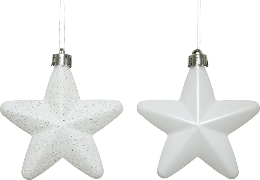 Christbaumschmuck Sterne Kunststoff 7cm 6 Stück - Produktbild 