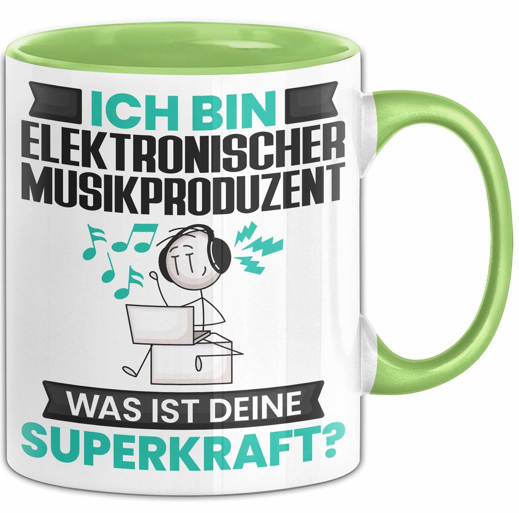 Elektronischer Musikproduzent Tasse Geschenk für Elektronischer Musikproduzent Geburtstag Lustiger Spruch Kaffee-Becher Was Ist Deine Superkraft (...