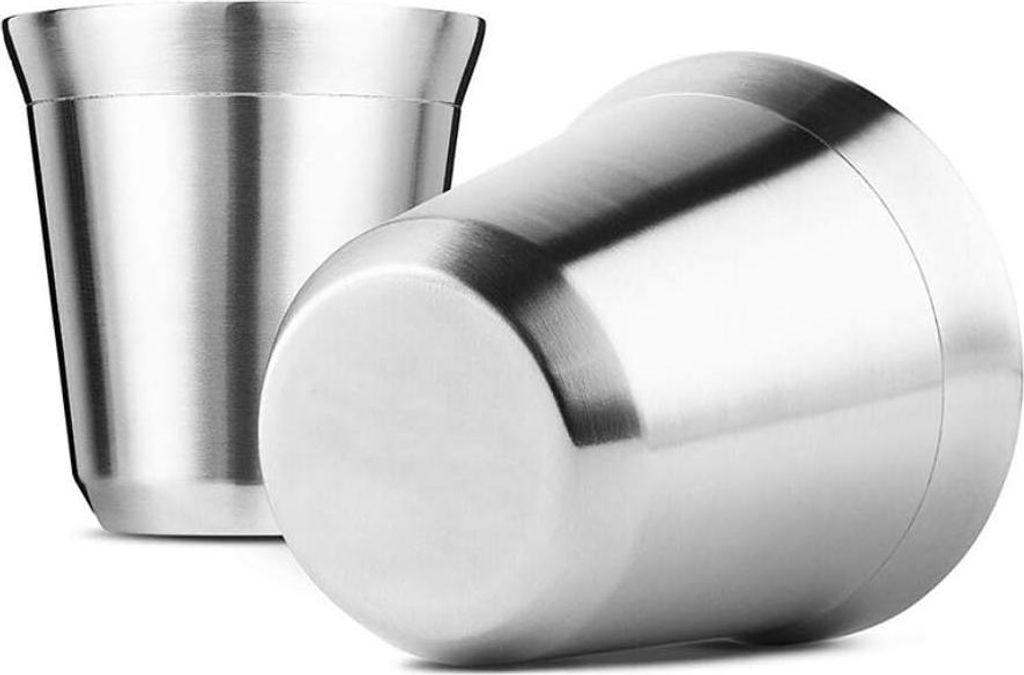 Edelstahl Espressotassen 2 Pack, Doppelwandige isolierte Kaffeetassen Teetassen, leicht zu reinigen und spülmaschinenfest (80ML)