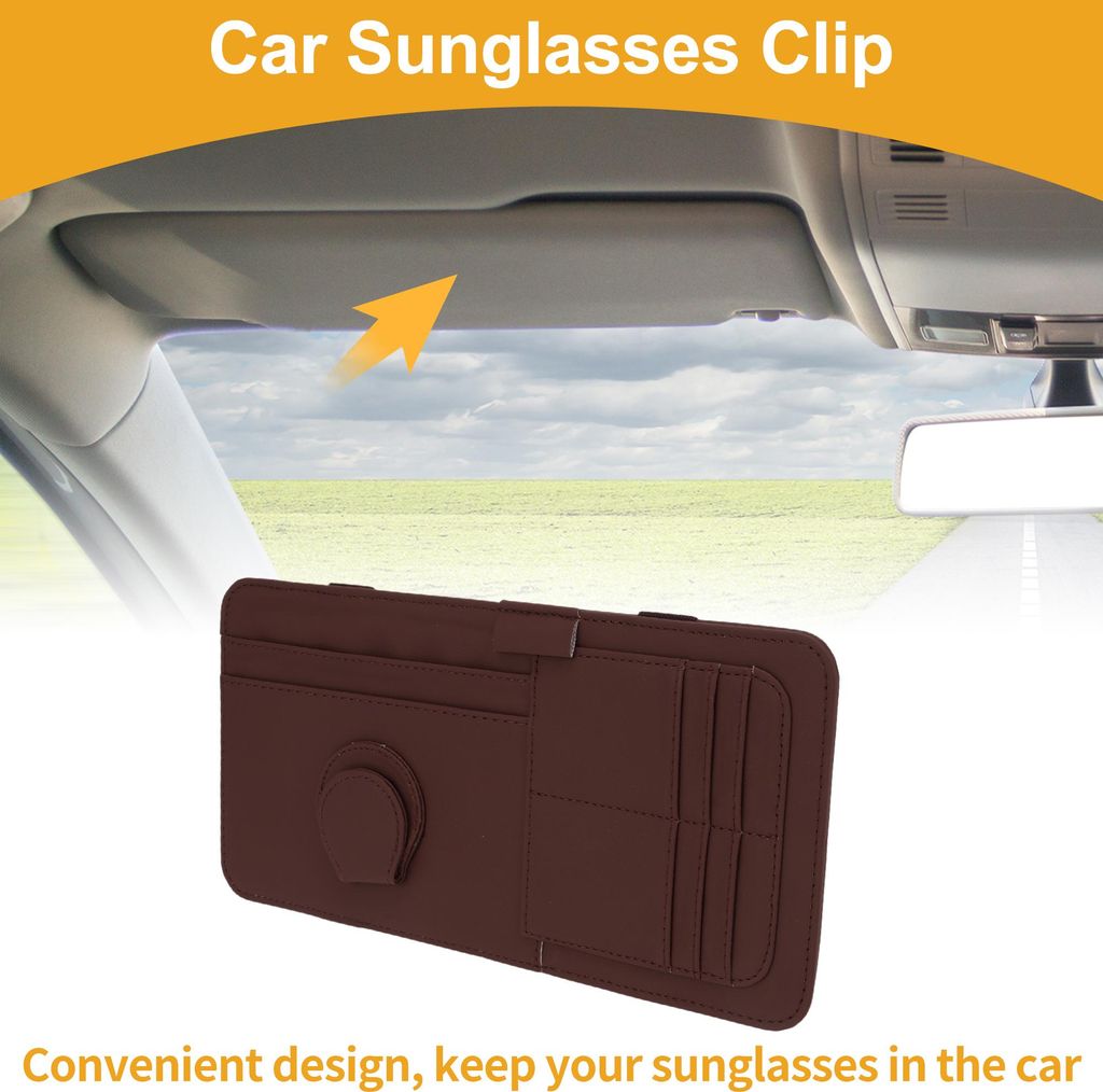 Auto Sonnenbrillen Clip Universelle Sonnenblende Sonnenbrillenhalter Für Auto Leder Rot 32x16cm 1 Stück