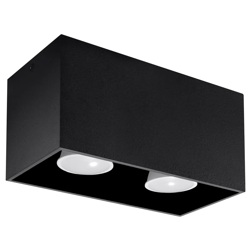 Lampada Quad Sollux Nero 2 Luci GU10 - Luce d'Atmosfera Alluminio 20cm