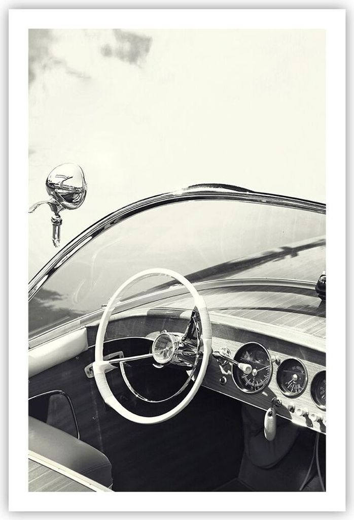 Poster - Poster ohne Rahmen - Luxus Boot Schwarz und Weiß - 61x91,5 cm - Wand Bild - Wanddeko - Wandbilder - Kunstposter - Wandposter - Bilder - K...