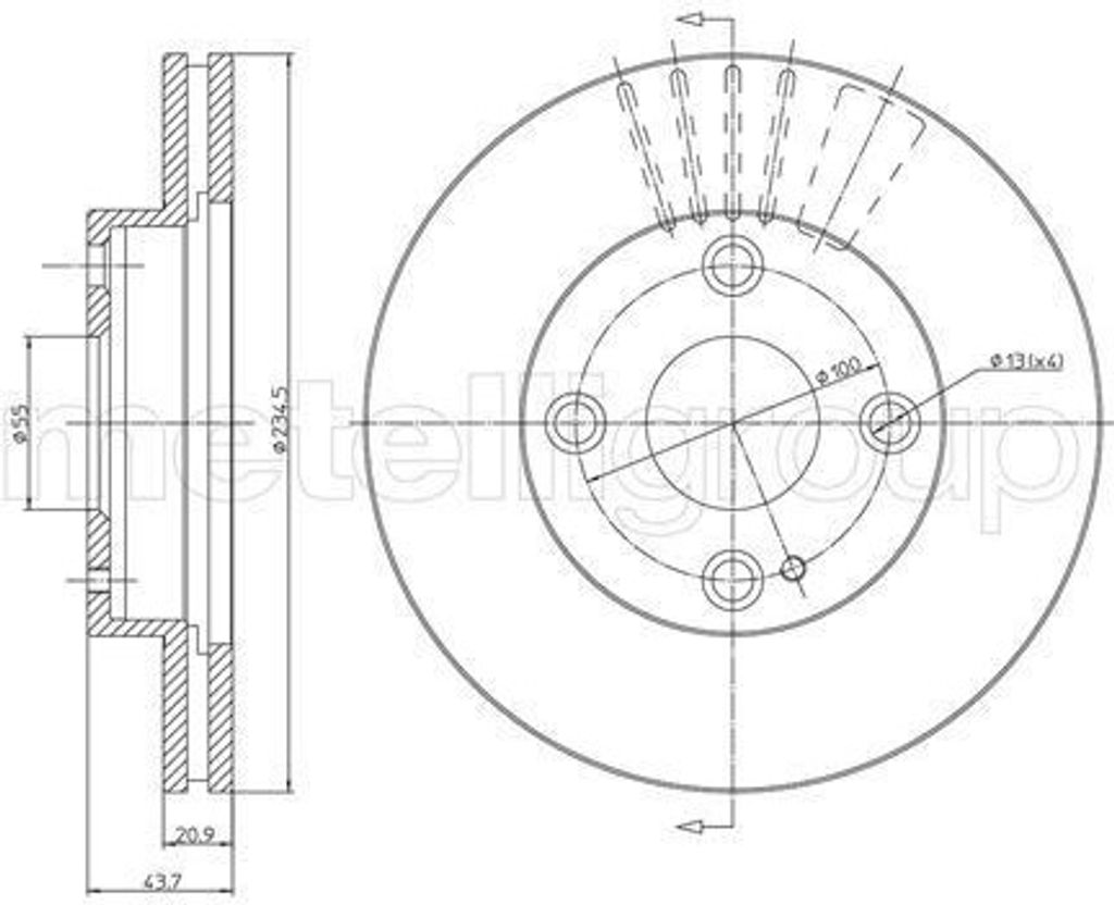 2x METELLI Bremsscheibe 23-0668C für MAZDA 323 F VI (BJ) FAMILIA VI (BJ) 46mm