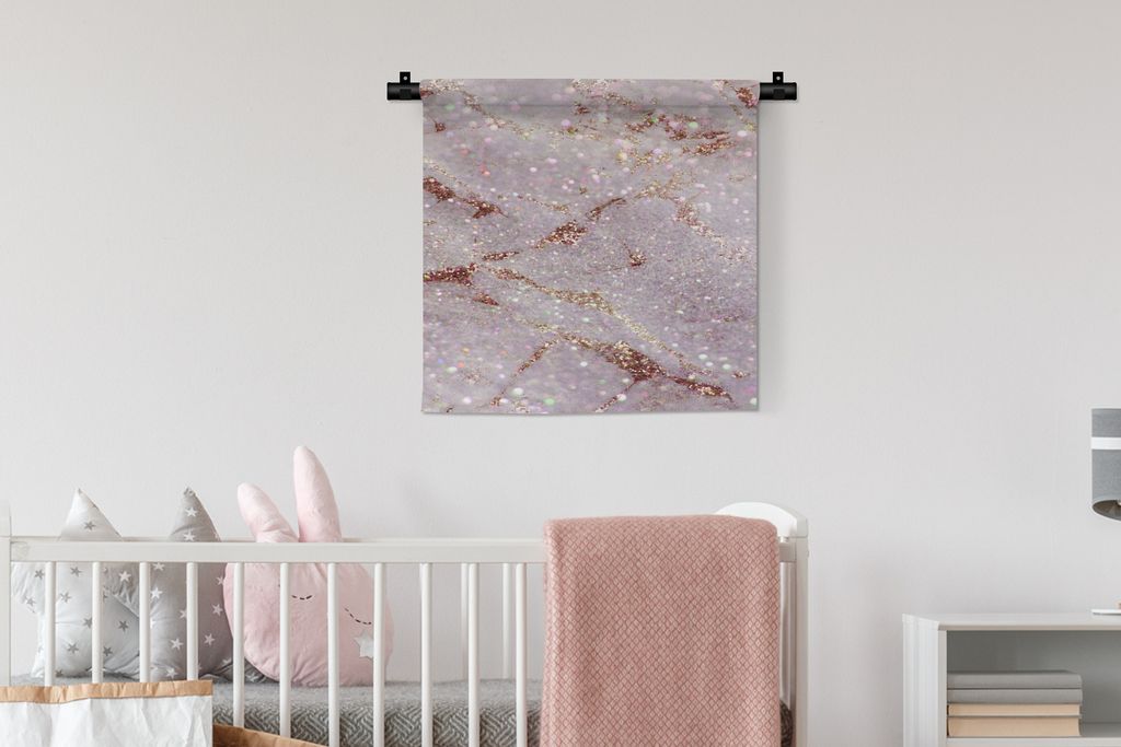 MuchoWow Wandteppich Wandbehang Marmor - Lila - Rot 60x60 cm Tapisserie Dekoration Wandtuch - Dekorationen - Wand Decke