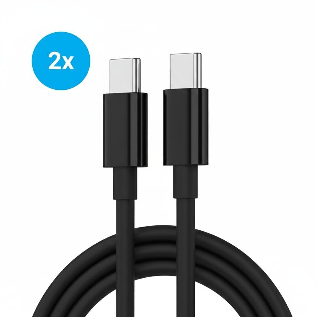 2x USB-C Ladekabel 2m Schwarz – USB-C auf USB-C 20W Produktbild 
