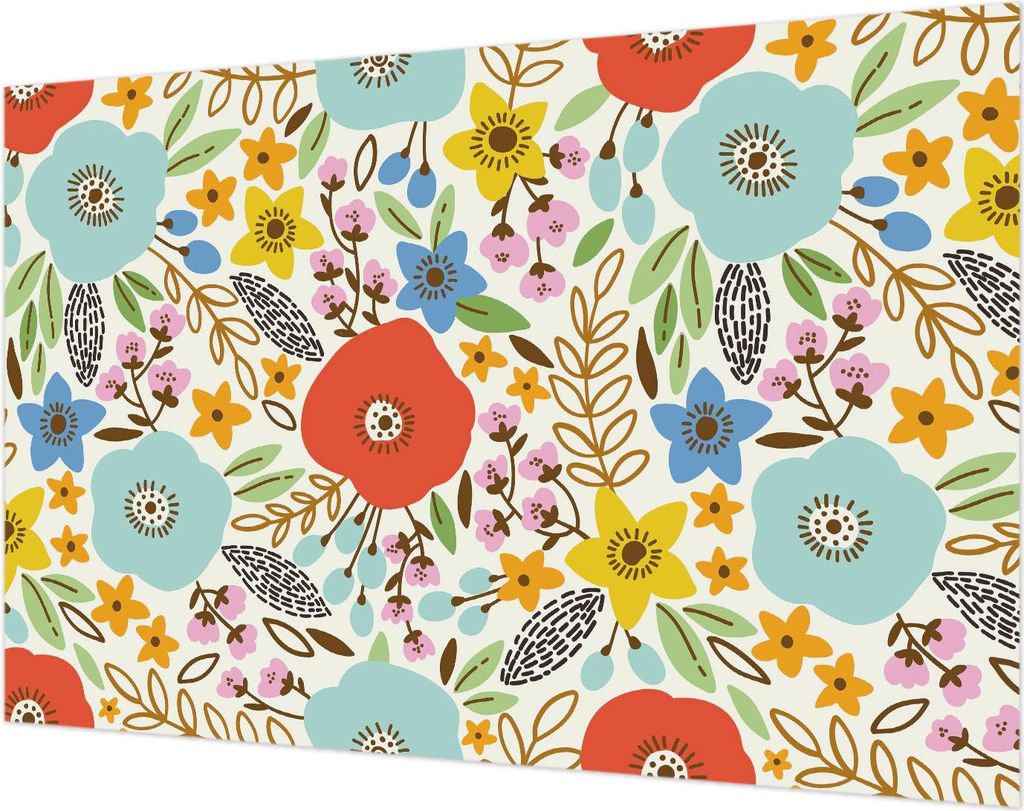 Wandtapete - Dekorative Tapete für Wohnzimmer- Tapetenfolie für Wanddekoration - 104x70 cm - Blumenmuster