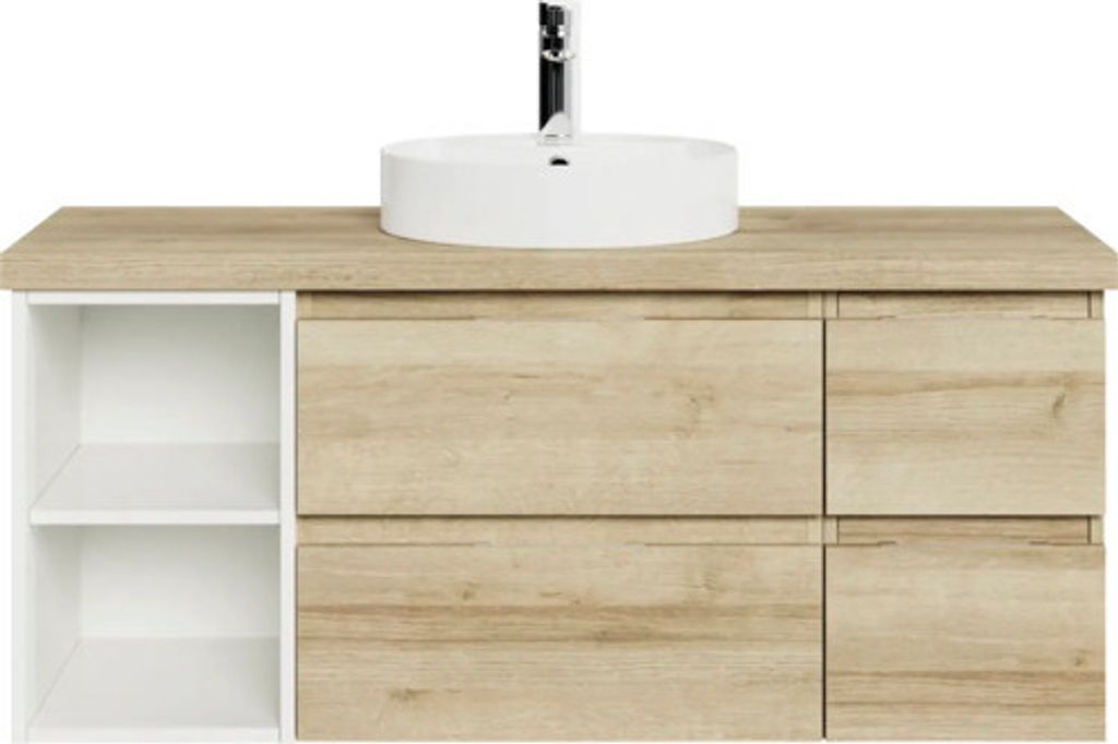 Badmöbelset 5-teilig und mehr Pelipal Serie 4035 BxHxT 118 x 61,2 x 44,5 cm Frontfarbe eiche riviera mit Waschtisch Kera