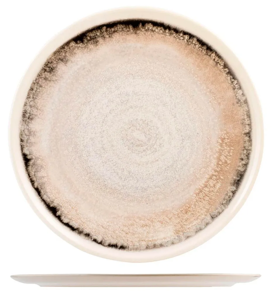Assiette à pizza de service 32 cm en faïence grise - Lot de 6 pièces
