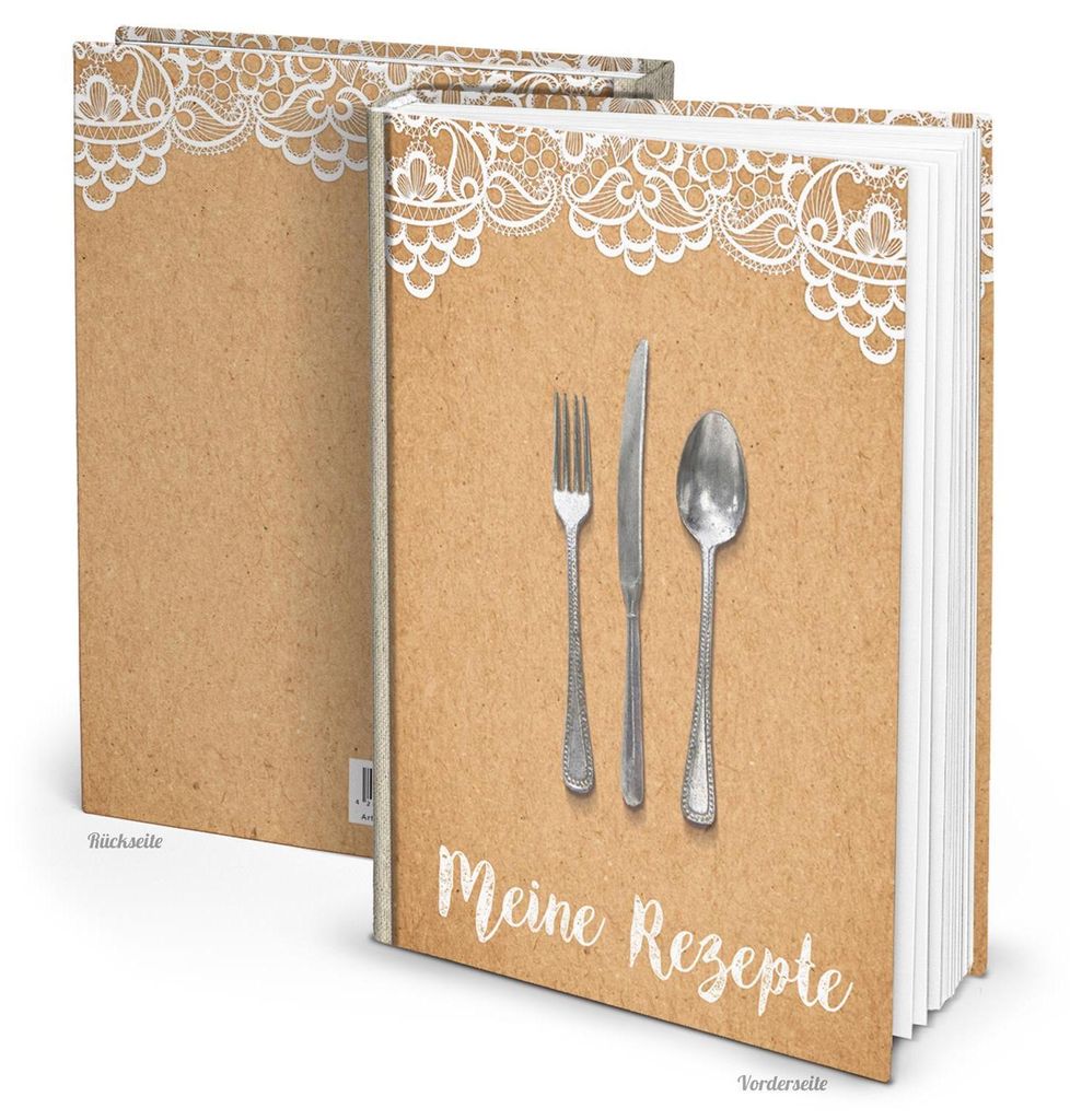 XXL Kochbuch zum Selberschreiben - beige braun Kraftpapier-Optik - MEINE REZEPTE DIN A4ohne Metallecken