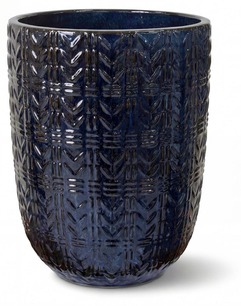 Provencelia Keramik Pflanzkübel Mercure Royalblau, Ø39 x H51 cm, frostbeständig, handgefertigt, glasiert, Outdoor, Terrasse, winterfest