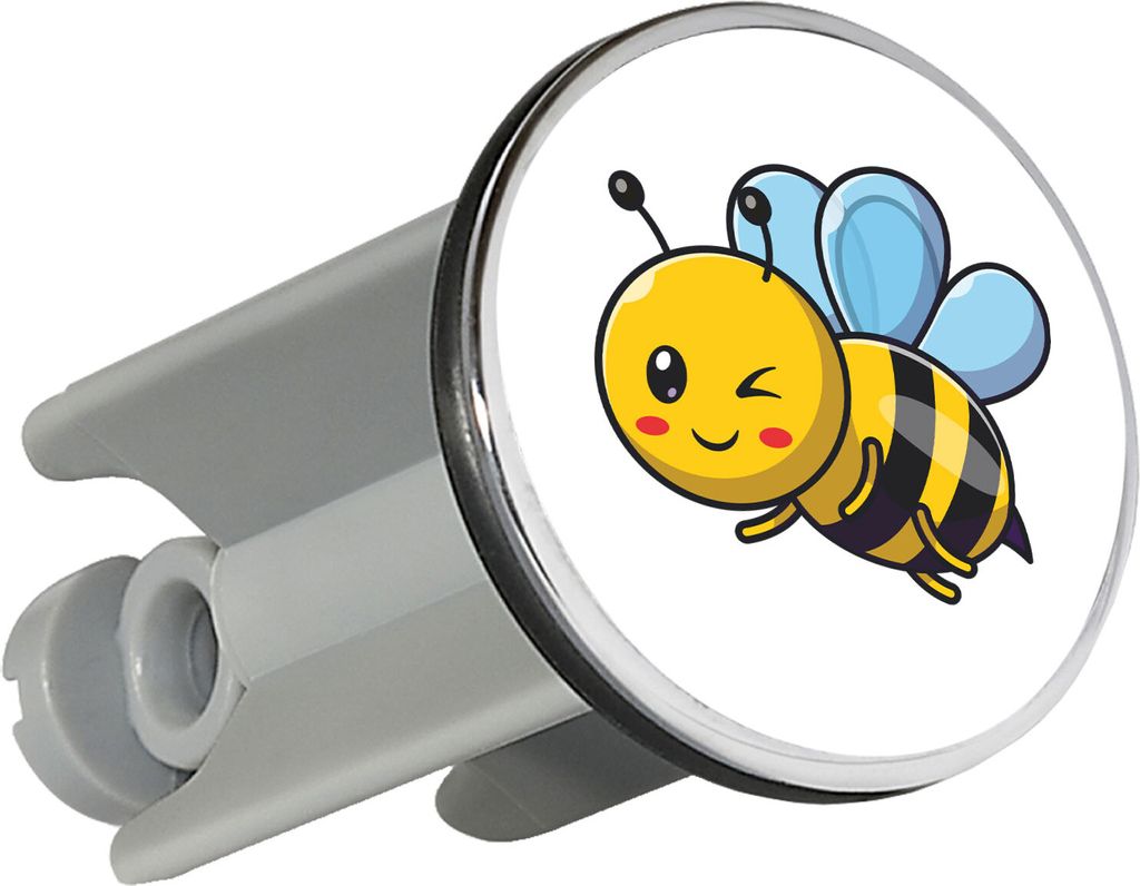 Huuraa Waschbeckenstöpsel Biene Comic 4cm höhenverstellbar Abflussstopfen Geschenkidee