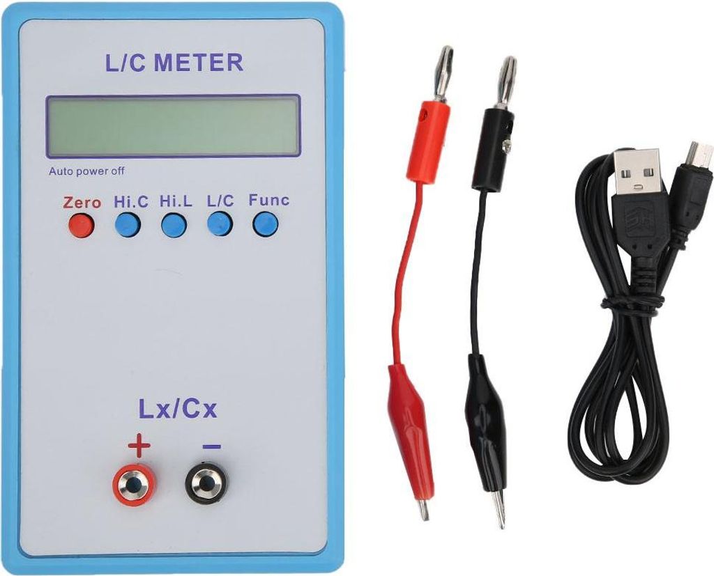 Handliches Induktivitäts- und Kapazitätsmessgerät LC-200A, Multifunktionales L/C Meter mit Klarkorrekturfunktion und Frequenzanzeige, ABS-Gehäuse