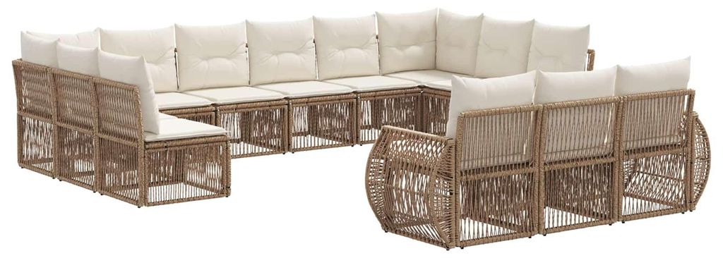 Möbel Gartensofa-set 13 pcs Beige und Cremeweiß Poly-Rattan - Gartenmöbelgarnituren CC1564