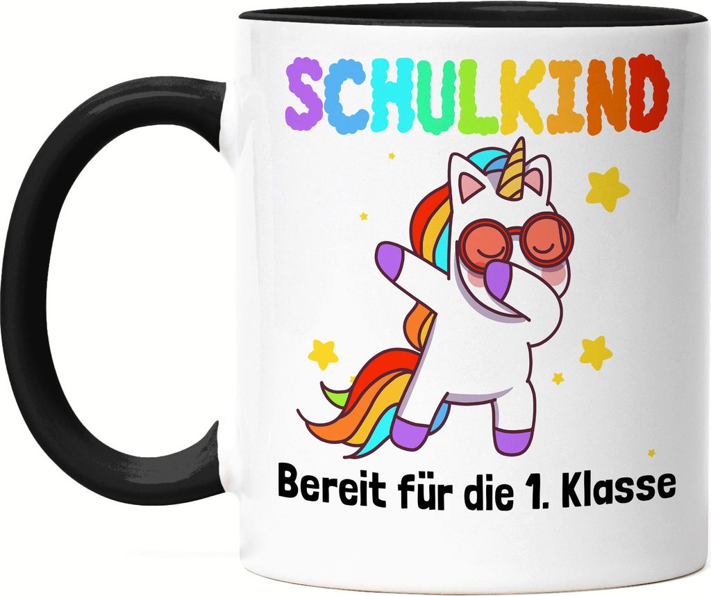 Schulkind Bereit Für 1. Klasse Tasse Schwarz Einhorn Unicorn Geschenkidee Grundschule Einschulung
