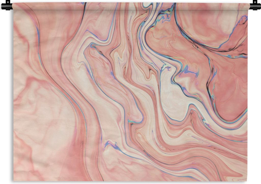 MuchoWow Wandteppich Wandbehang Marmor - Pastell - Rosa - Blau - Marmoroptik - Abstrakt 120x90 cm Tapisserie Dekoration Wandtuch - Wohnen - Aufh...