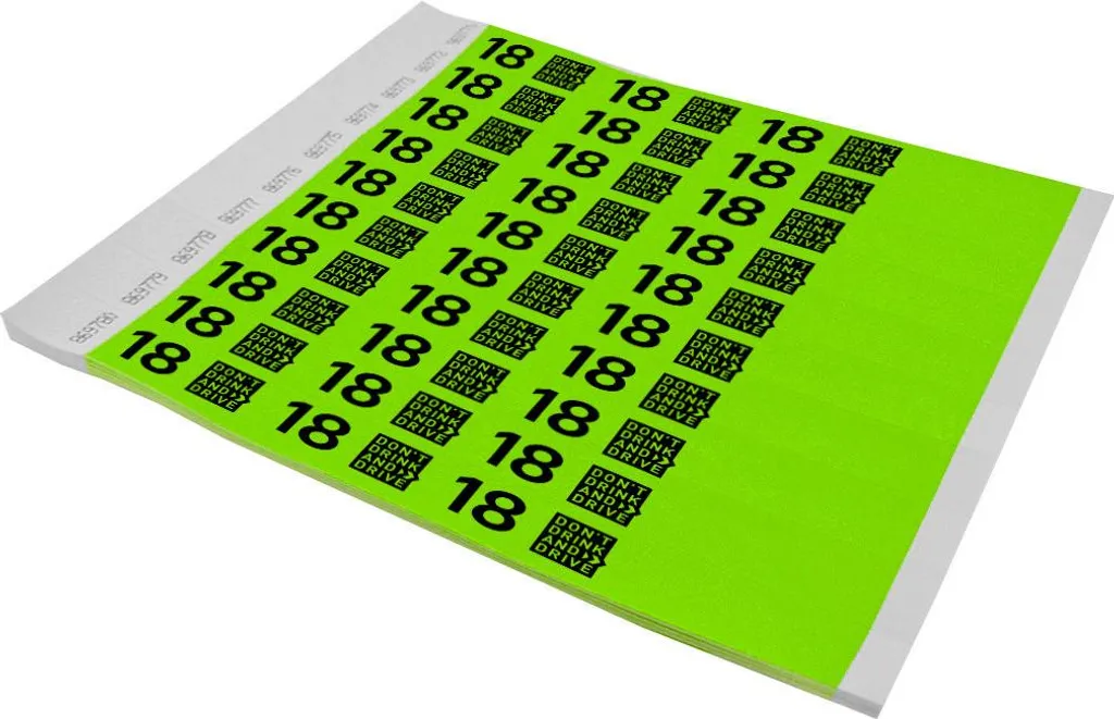 Bracelet Identification Événementiel 18+ Vert CombiCraft Pack de 500
