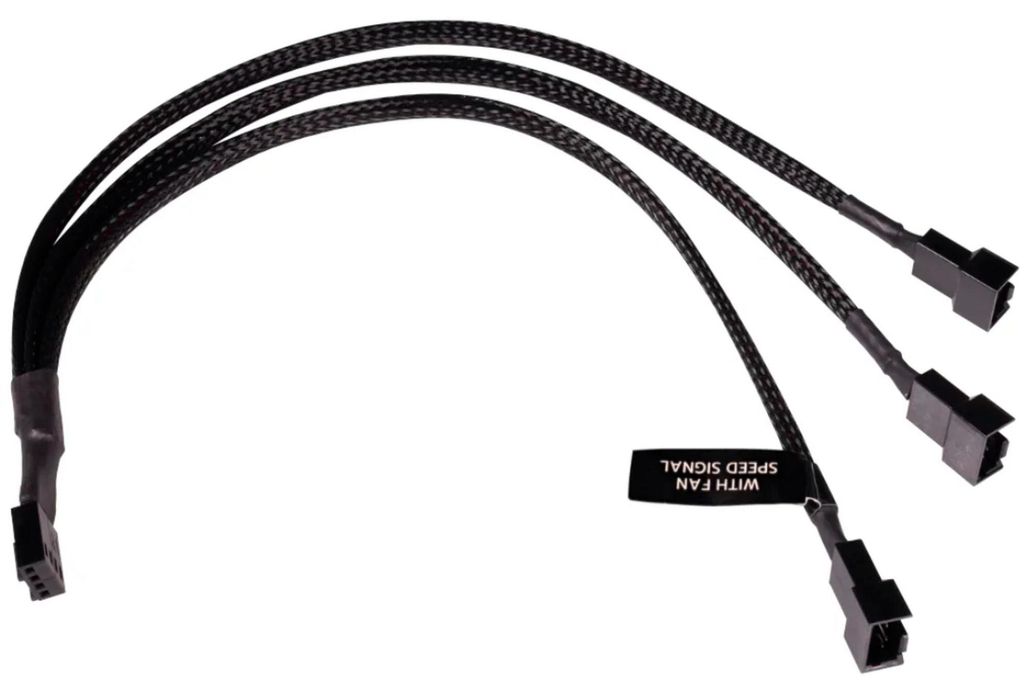 Y-Kabelsplitter 4-Pin auf 3x 4-Pin PWM, 30cm (schwarz)