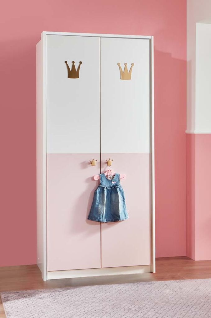 Cindy2 Kleiderschrank 2-türig Weiß / Rose Produktbild 