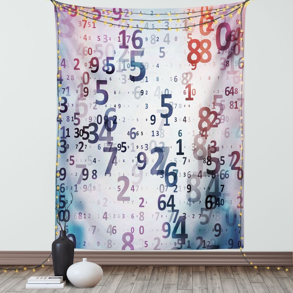 ABAKUHAUS Abstrakt Wandteppich, Digitale Nummern Grafik Wissenschaft Informationstechnologie Farbverlauf Muster, Wohnzimmer Schlafzimmer Seidiger S...