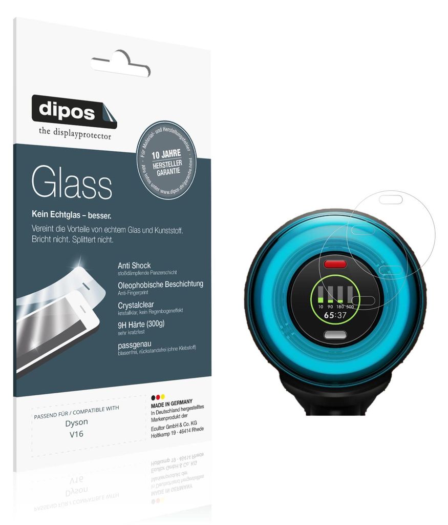 2x Schutzfolie für Dyson V16 - Anti-Shock 9H Folie dipos Glass Kunststoffglas