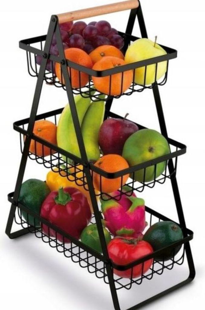 Stilvoller Obstkorb / Obstschale – Organizer aus schwarzem Metall für eine aufgeräumtere Küche!