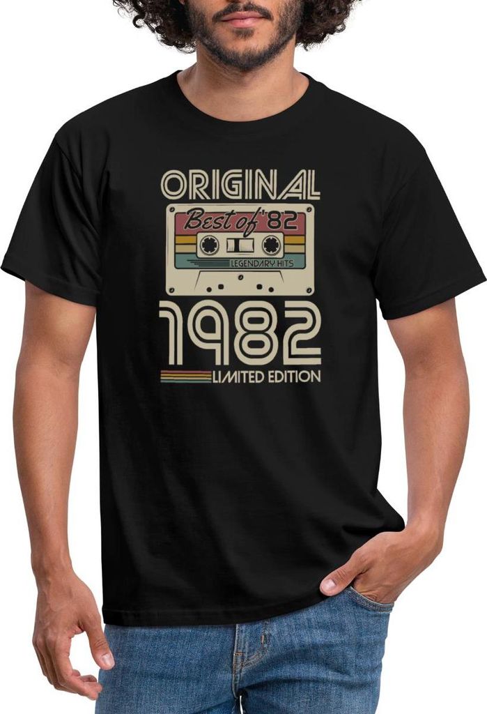 Spreadshirt 40. Geburtstag 1982 Vintage Limited Edition Runder Geburtstag Männer T-Shirt, 3XL, Schwarz