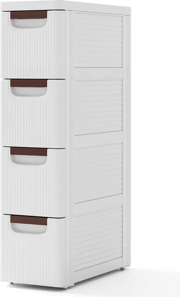Étagère de rangement étroite blanche pour cuisine et salle de bain 4 tiroirs