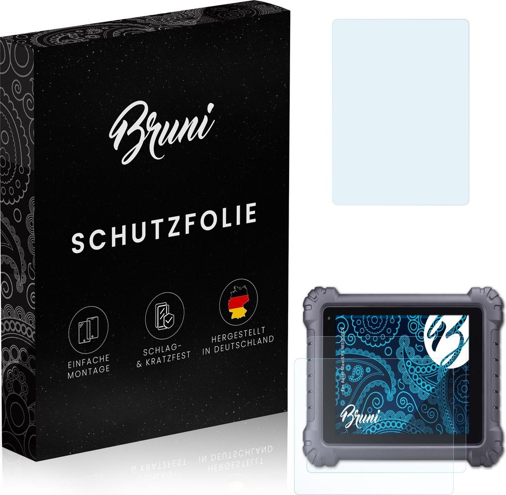 Bruni Basics-Clear 2x Schutzfolie kompatibel mit Autel MaxiSYS MS906CV Folie