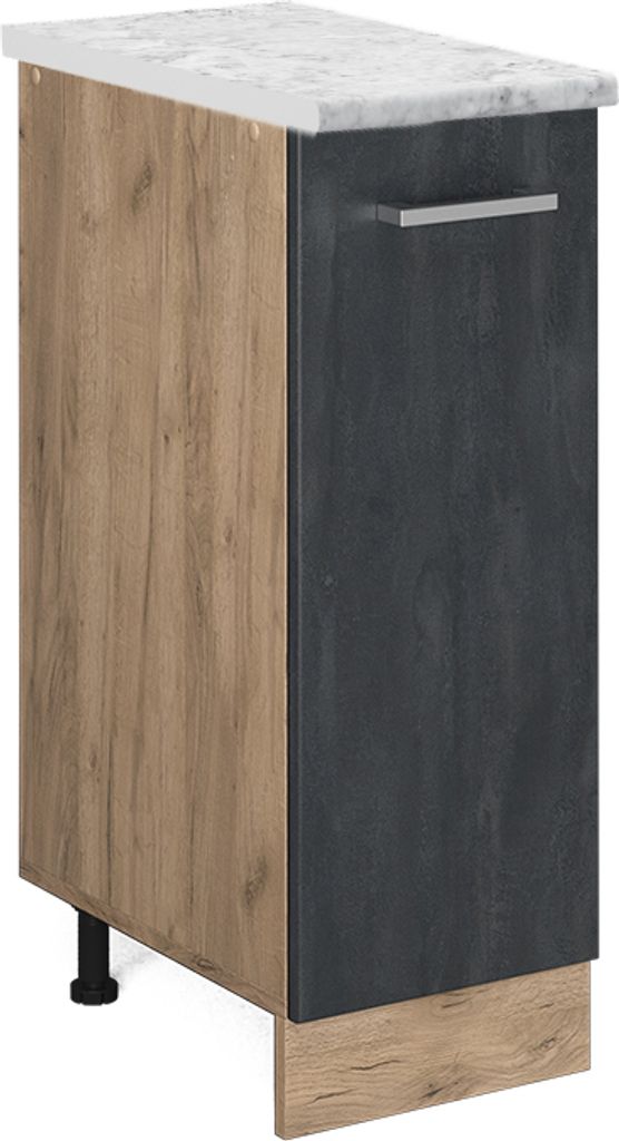 Apothekerschrank Vicco R-Line Schwarz Beton 30 cm AP Marmor, Model 47562