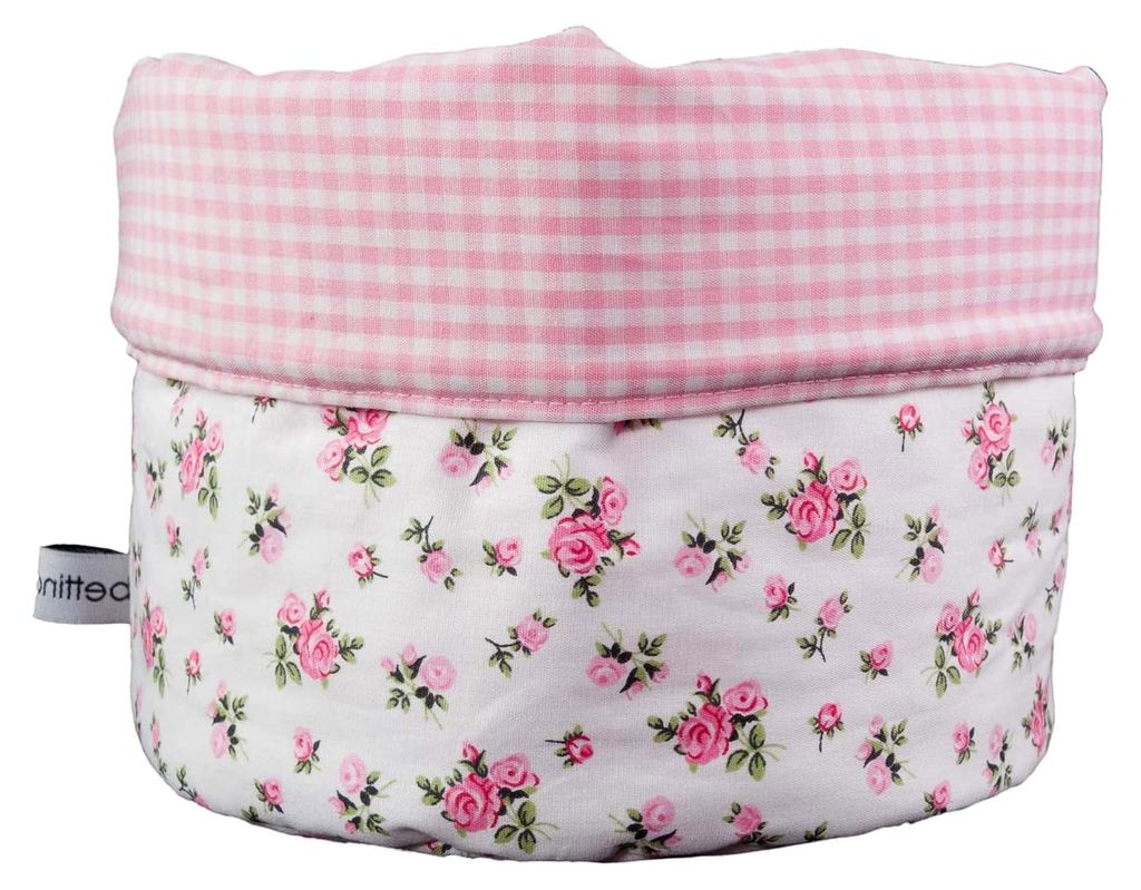 Stoffkörbchen Rosen weiß rosa Vichykaro - Brotkorb Utensilo Aufbewahrung