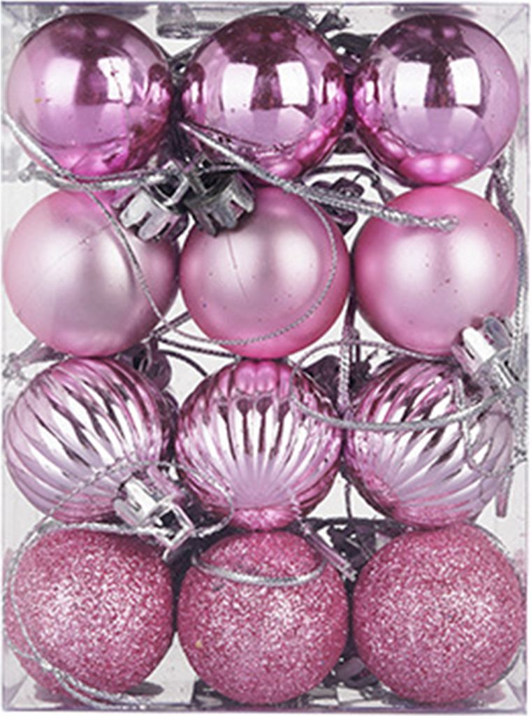 24pcs 3cm Weihnachtsbaumfarbe Ball Shatterproof Multi-Styles Elektrieren Hochglänzende Mini-Szenenlayout Plastik Plastik Weihnachtsmann Dekor Hän...