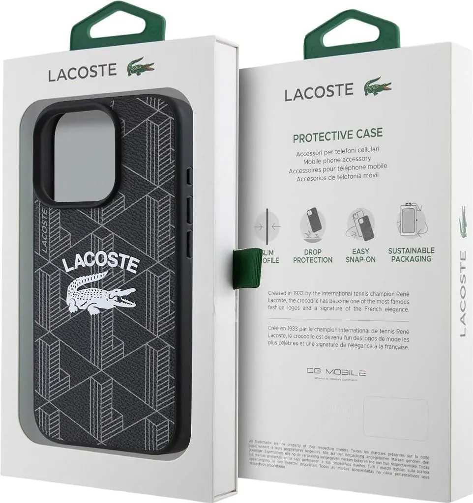 Coque iPhone 16 Pro Lacoste MagSafe Noir - Protection Monogram Premium - 5
