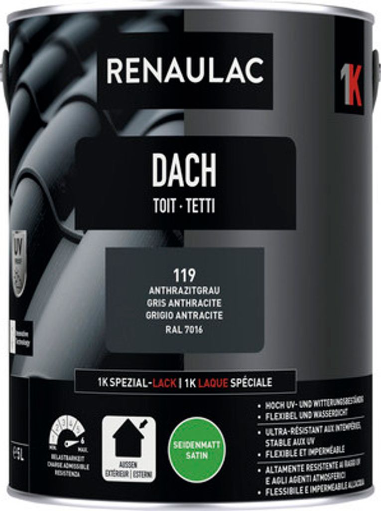 RENAULAC Dachfarbe seidenmatt anthrazit 5 l Produktbild 