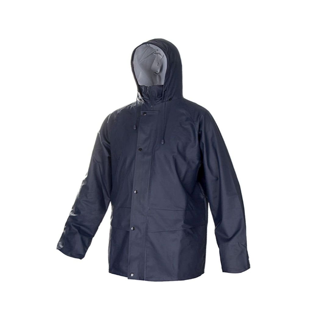Blaue, elastische Regenjacke mit Verstärkung 3XL