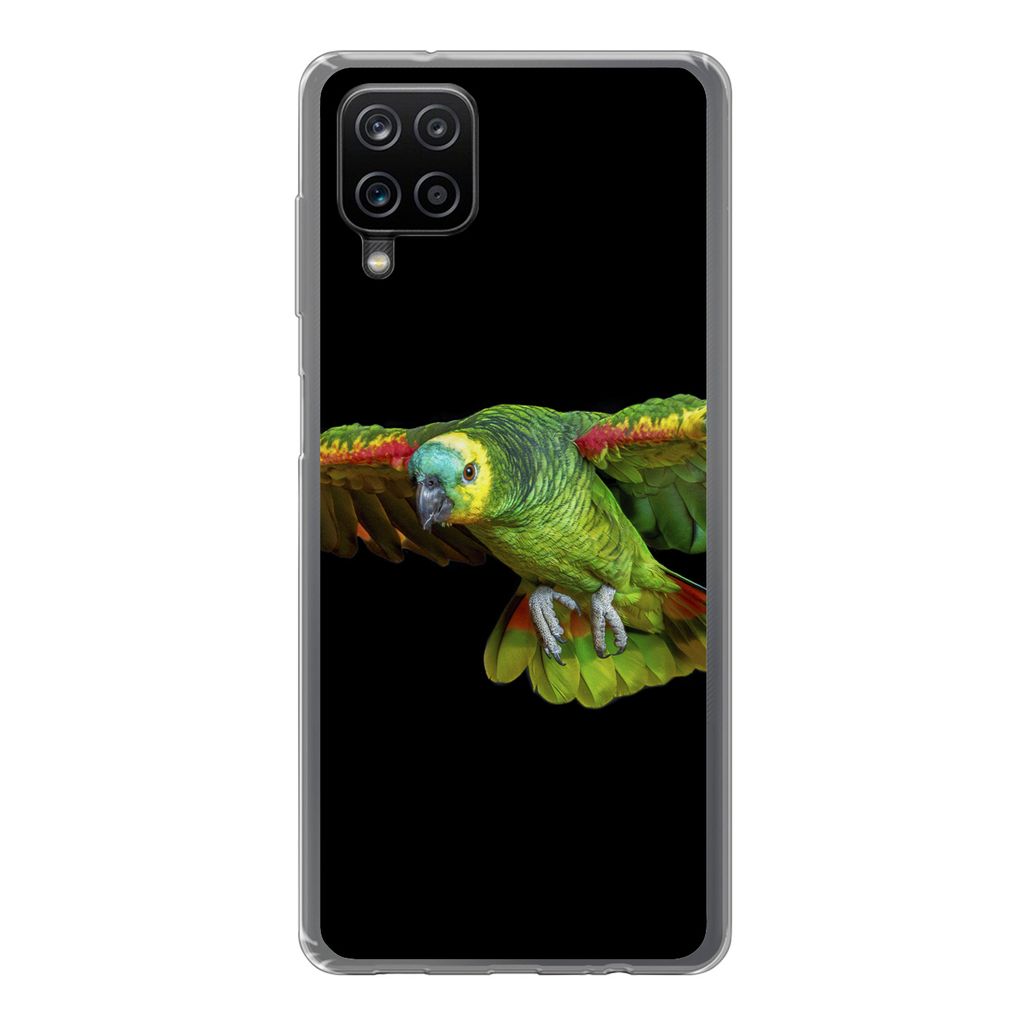 MuchoWow Handyhülle Schutzhülle Hülle für Samsung Galaxy A12 Papagei - Vogel - Federn Silikon Softcase Handy Hülle - Bild