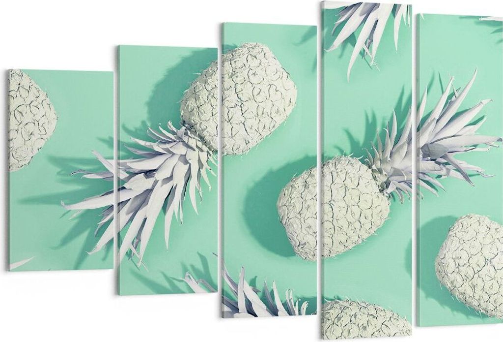 Bild auf Leinwand - Leinwandbild - Ananas Obst Saft - 150x100cm - Wand Bild - Wanddeko - Leinwanddruck - Bilder - Kunstdruck - Wanddekoration - Lei...