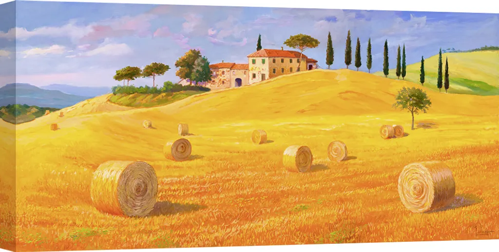 Toile Toscane Panoramique Adriano Galasso 70x35 cm Couleurs Vibrantes Deco