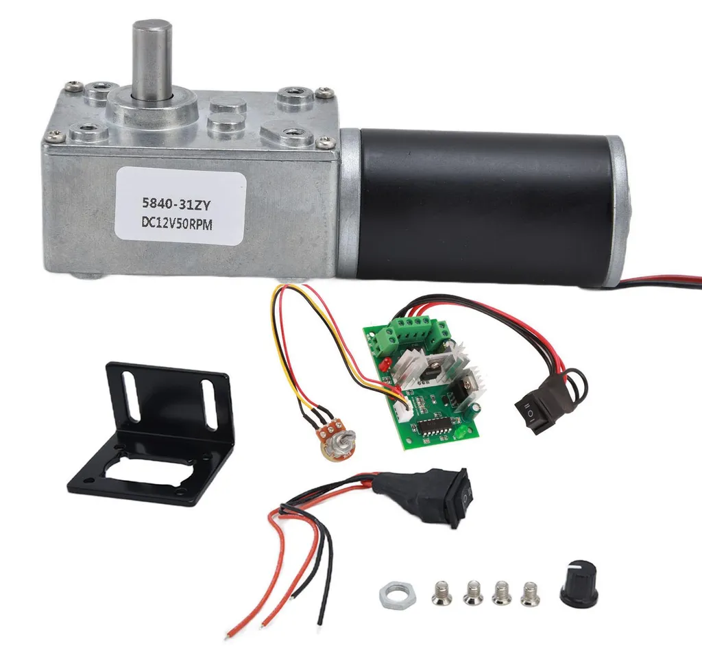Motoréducteur CC 12V réducteur à vis sans fin turbo arbre 8mm 50 tours