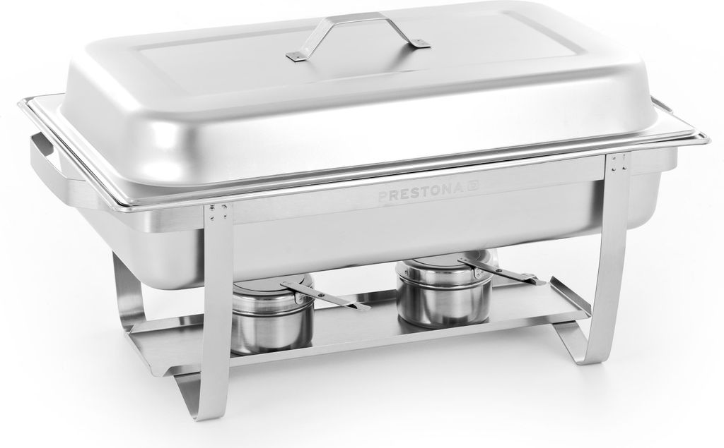 TECHNICA PRESTONA Chafing dish aus Edelstahl 2x 4L– Warmhaltebehälter Robust und pflegeleicht für buffet – Professioneller Speisenwärmer 2xG...