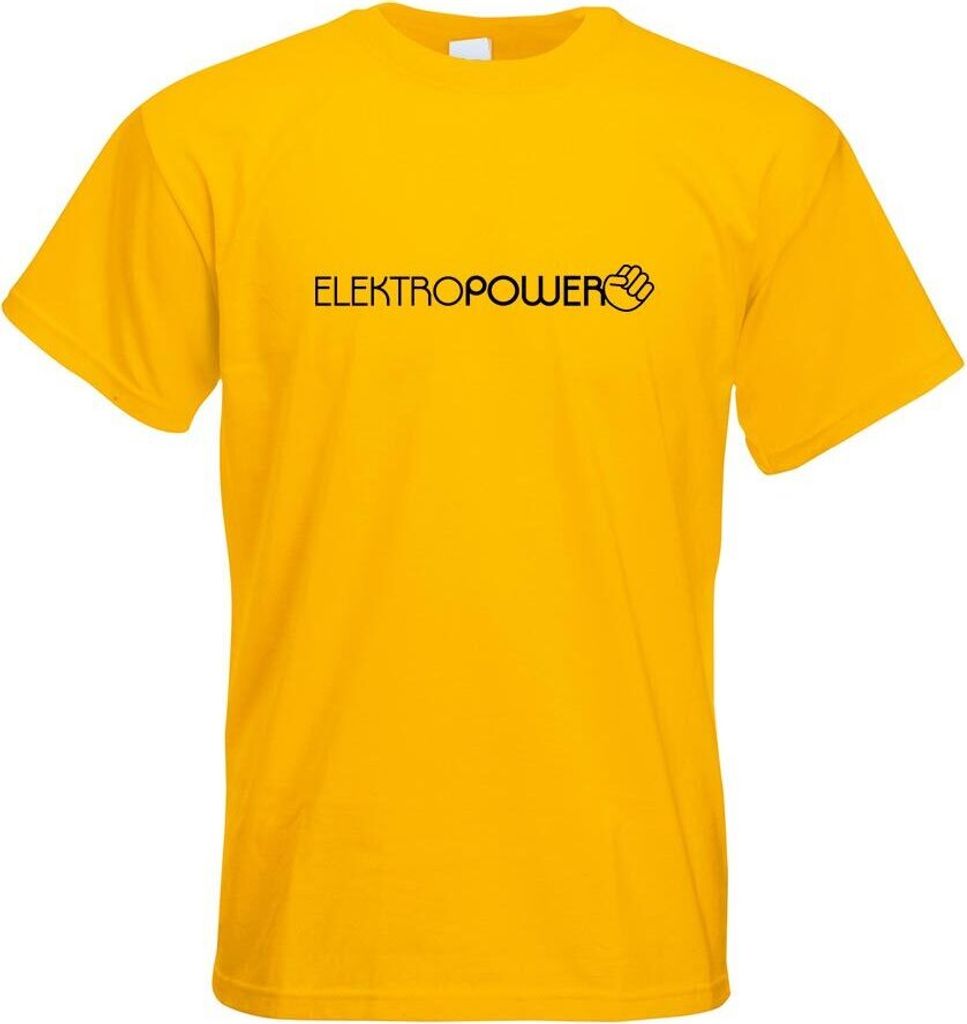 Kiwistar - T-Shirt - gelb - Elektropower Motiv Bedruckt Funshirt Design Print - mit Motiv Bedruckt - Funshirt Design - Sport - Freizeit - Herren - M