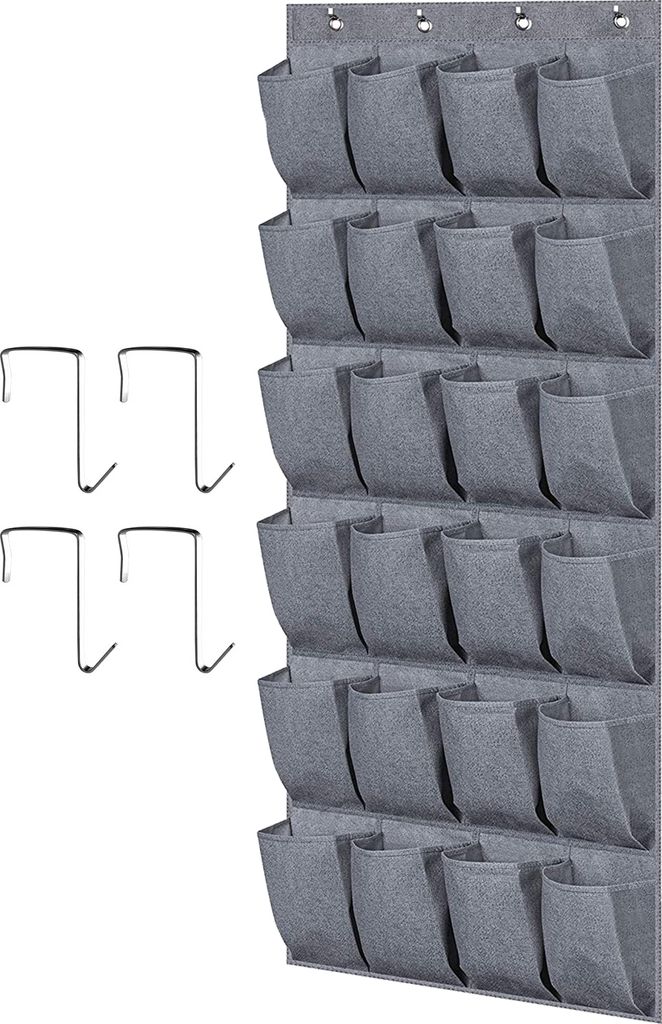 1 Set Türaufhänger-Aufbewahrungstasche mit 4 stabilen Haken, platzsparend, 24 Taschen, Aufbewahrung von Schuhen, Schlüsselanhänger, Schuh-Organ...