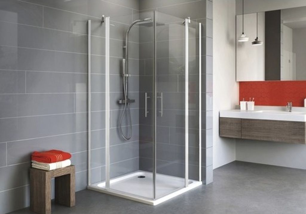 Eckeinstieg Schulte Alexa Style 2.0 90x90 cm Klarglas Profilfarbe alpinweiß