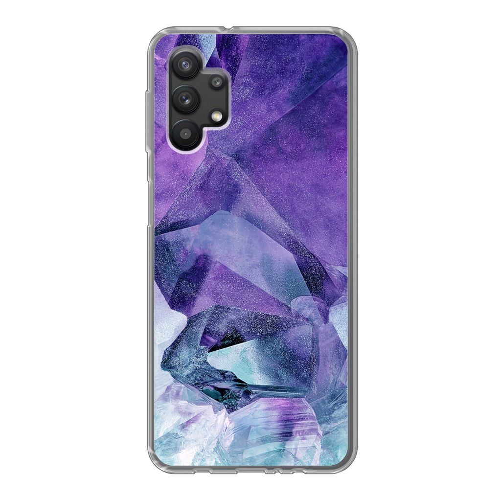 MuchoWow Handyhülle Schutzhülle Hülle für Samsung Galaxy A32 5G Mineralien - Naturstein - Kristalle Silikon Softcase Handy Hülle - Softcase