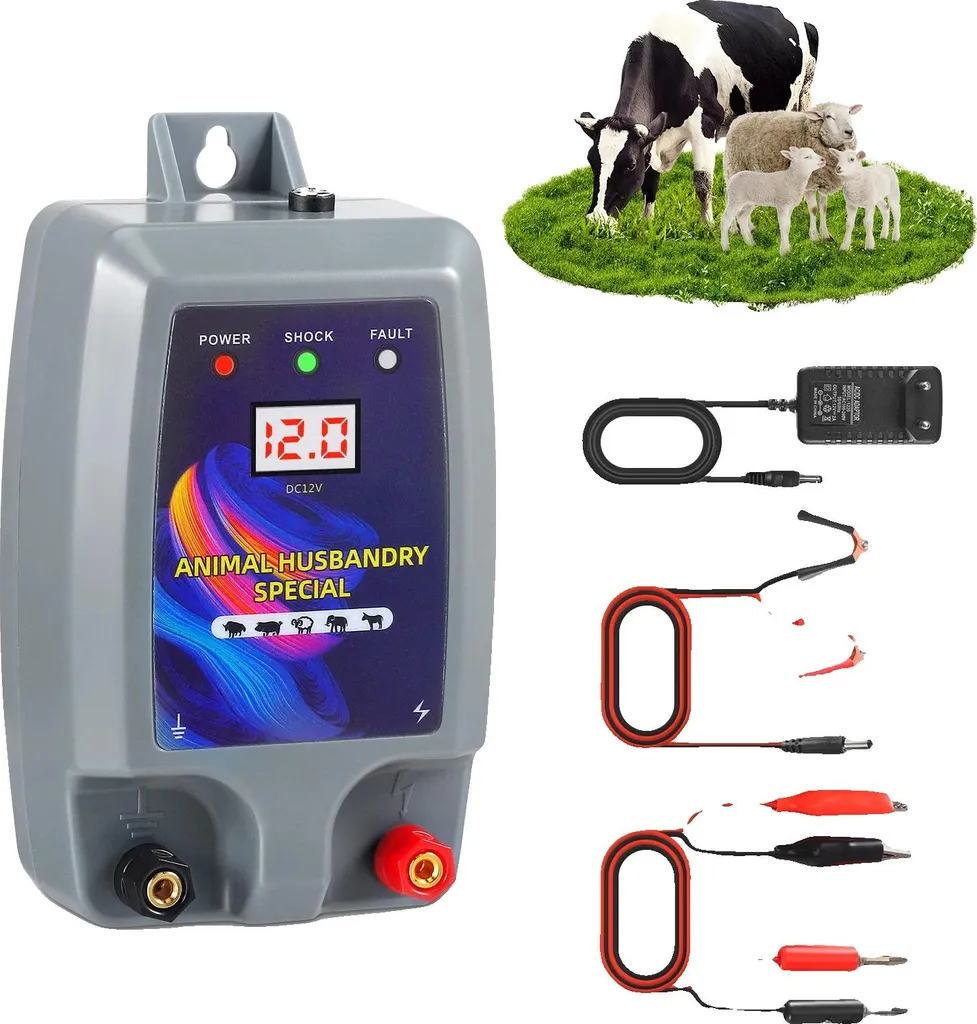 Elettrificatore Recinti Elettrici 12V 12000V 15km - Bestiame e Pollame