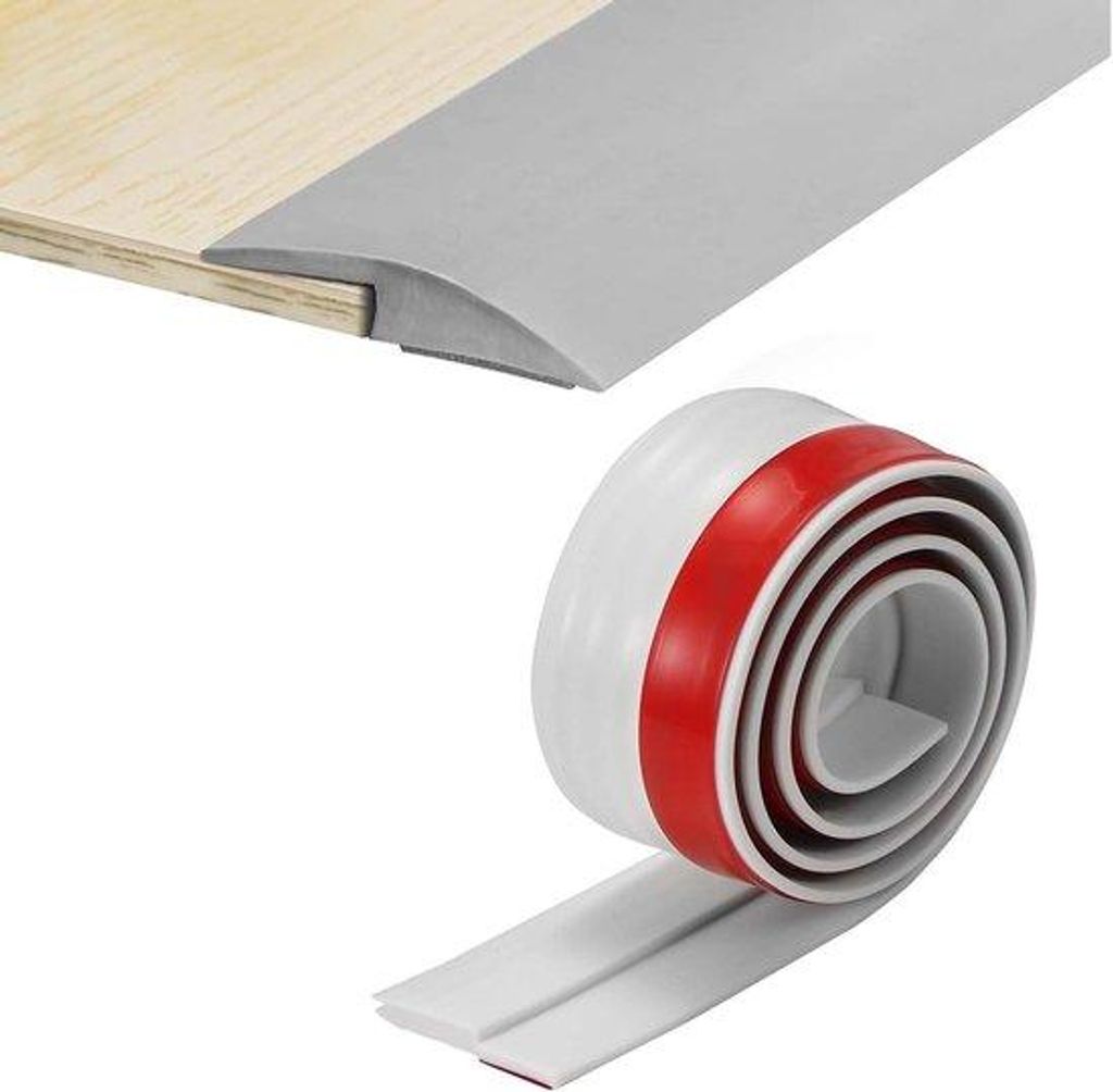 Zelfklevend PVC-vloerprofiel 35mm grijs voor vloeren en tapijt.