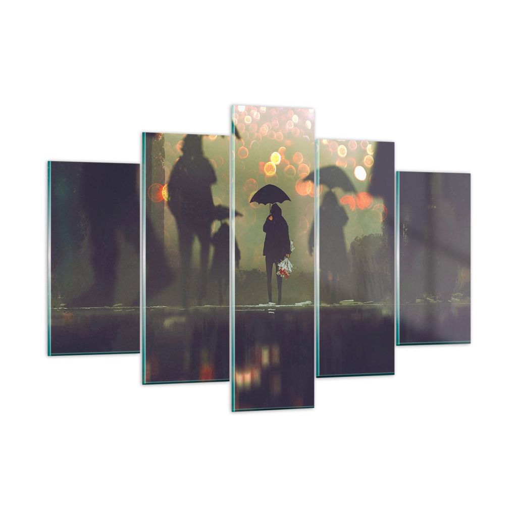 Bilder auf glas - Straße Regen Wasser - 150x100cm - Glasbilder - Wandbilder - Kunstdruck - zum Aufhängen bereit - Wanddekoration aus Glas - Glas ...