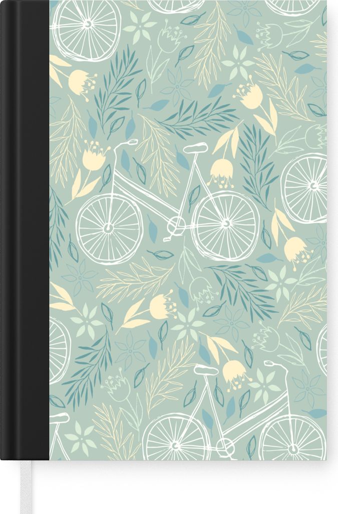 MuchoWow Notizbuch Tagebuch Haushaltsbuch Notebook A5 Fahrrad - Pflanzen - Muster - Notizblock - Notizheft - Notebook - Schreibblock - Papier