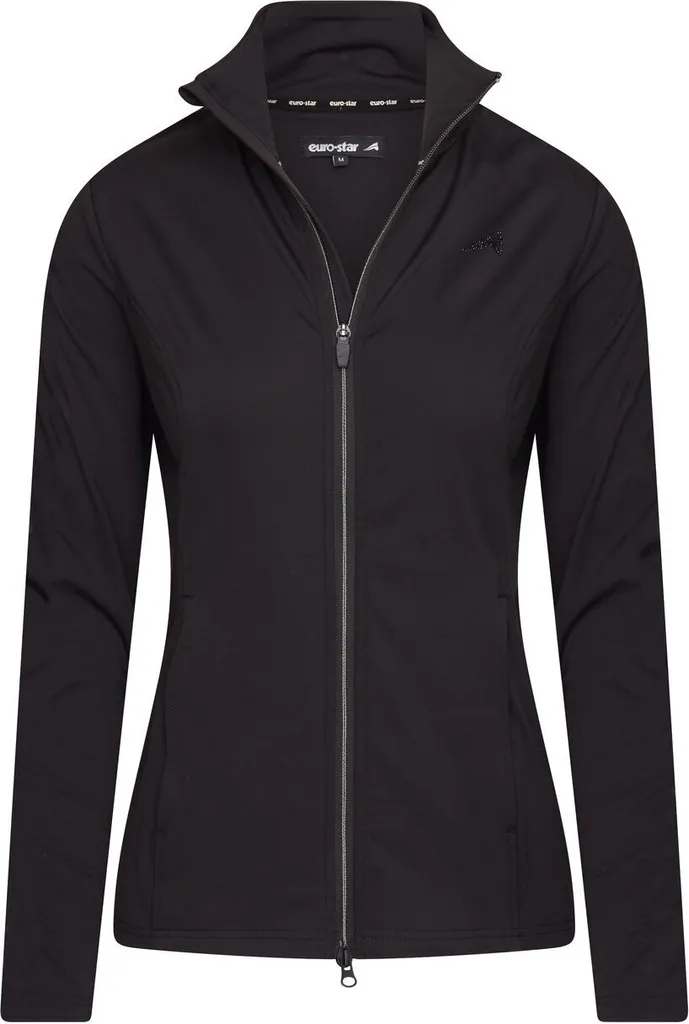 Sweat zippé noir à manches longues Euro-Star respirant pour femme en L