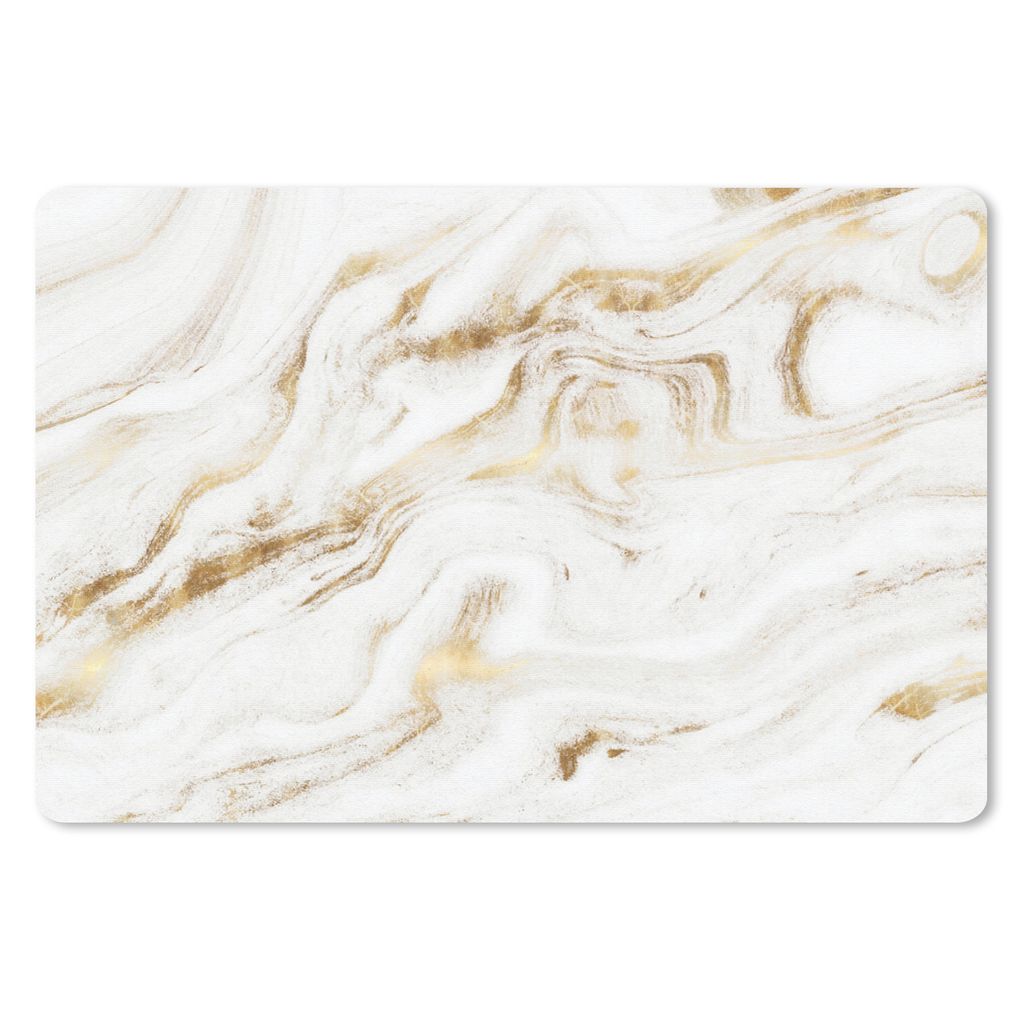 MuchoWow Schreibtischunterlage Marmor - Gold - Weiß 60x40 cm - XXL Mauspad - Großes Mauspad